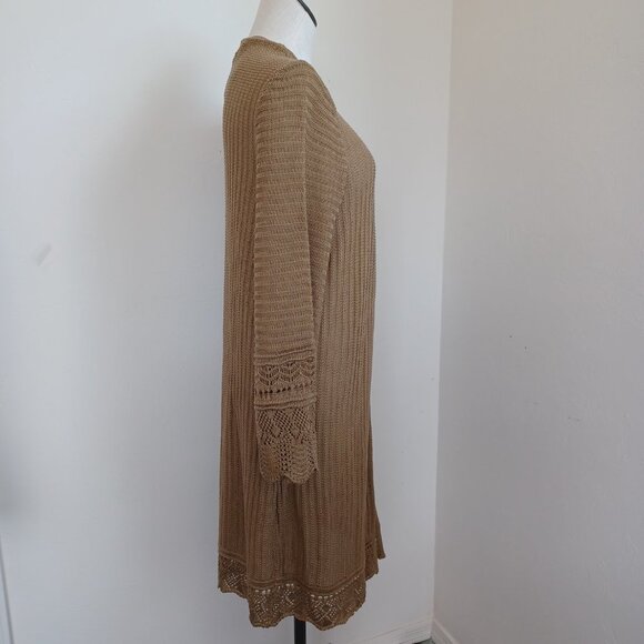 Greige Cardigan Sweater Open Front Long Line NEW Womens XL - Picture 8 of 13